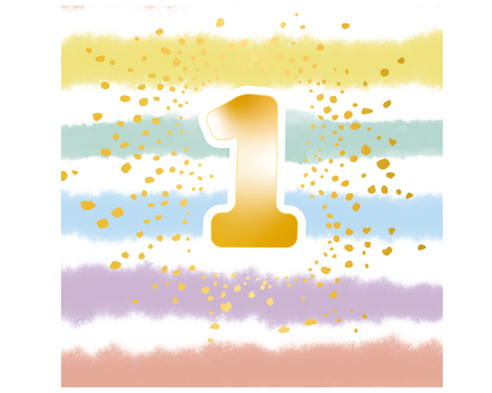 Servetten 1st Birthday Rainbow (16st) afbeelding