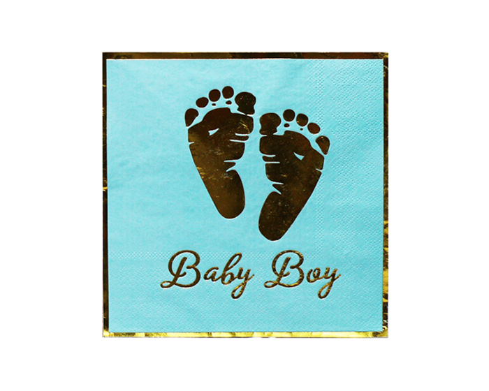 Servetten Baby Boy Voetjes Blauw/Goud (20st) afbeelding