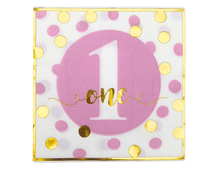 Servetten One Roze/Goud (20st) afbeelding