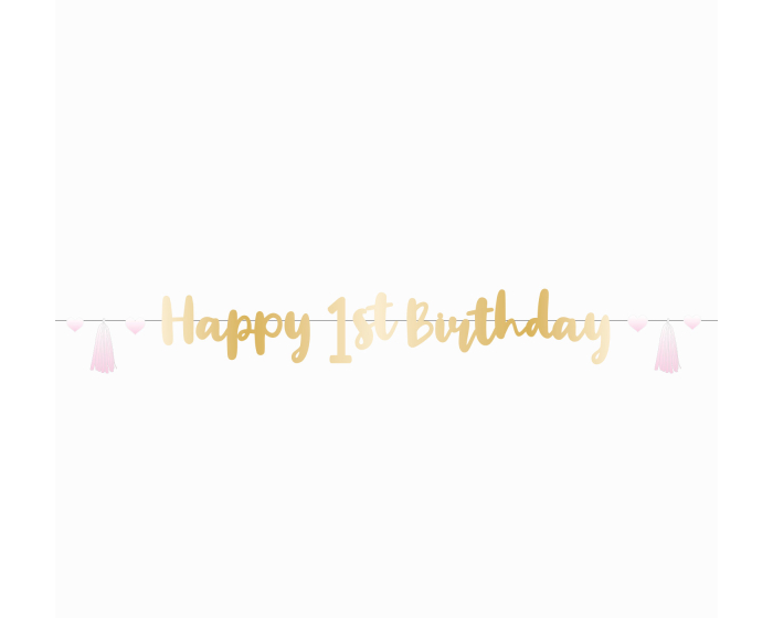 Slinger Happy 1st Birthday Roze/Goud afbeelding