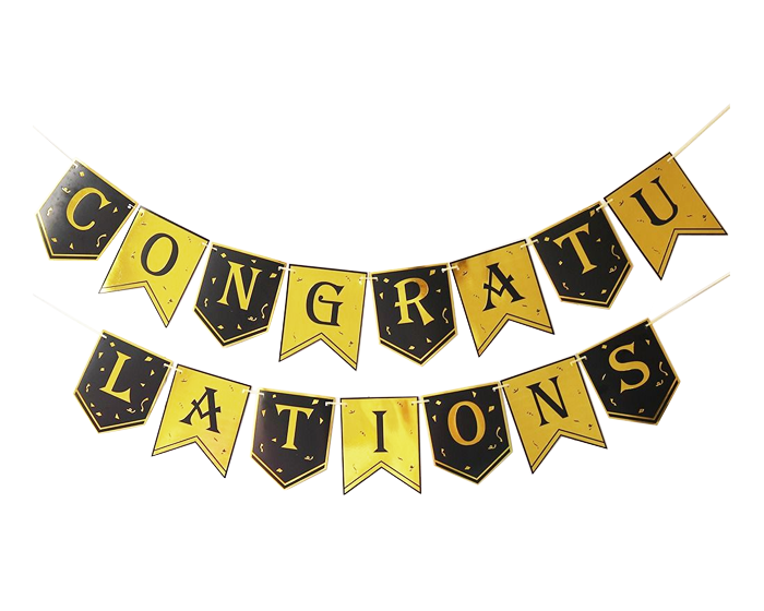 Slinger Congratulations Goud&Zwart afbeelding