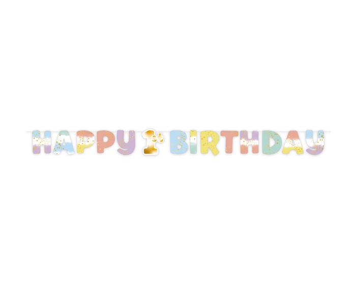 Slinger Happy 1st Birthday Rainbow afbeelding