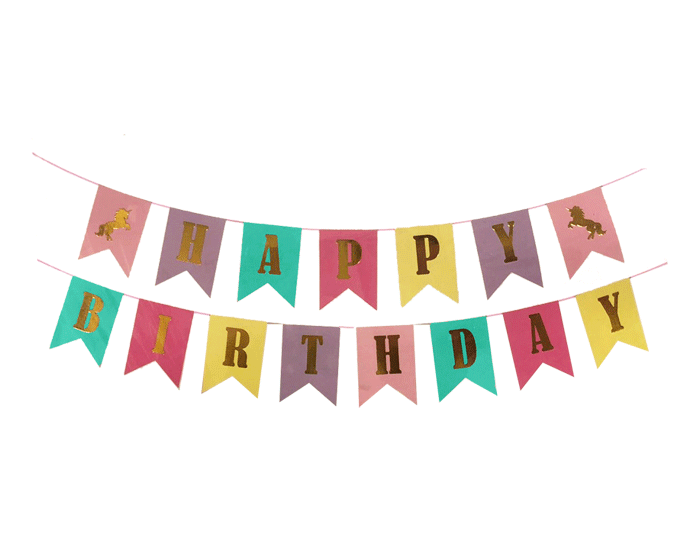Slinger Happy Birthday Pastel Unicorn afbeelding