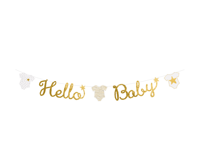Letterslinger Hello Baby Goud/Wit (160cm) afbeelding