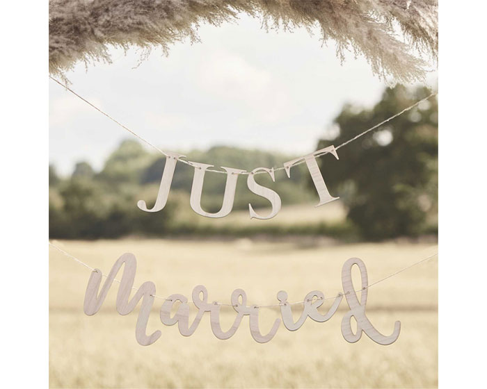 Houten Slinger Just Married Ginger Ray - 1.5 meter afbeelding