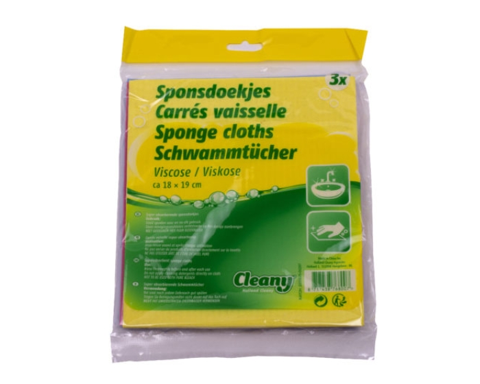 Sponsdoekjes Cleany 18x19cm (3st) afbeelding