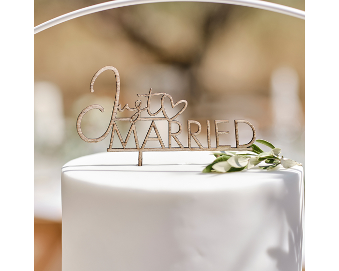 Houten Taarttopper Just Married Ginger Ray afbeelding