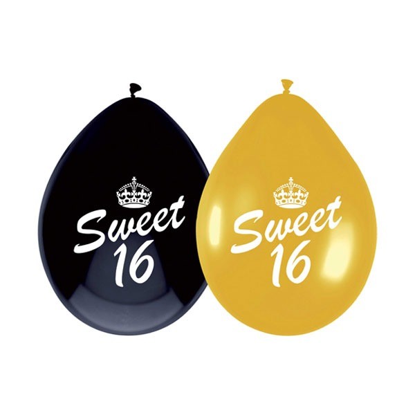 Ballonnen Sweet 16 Gold (6st) afbeelding