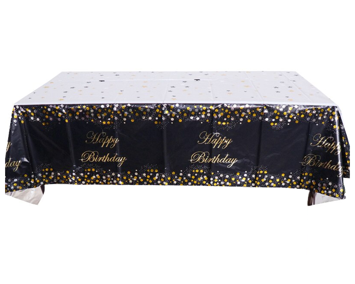 Tafelkleed Zwart Happy Birthday Sparkling afbeelding