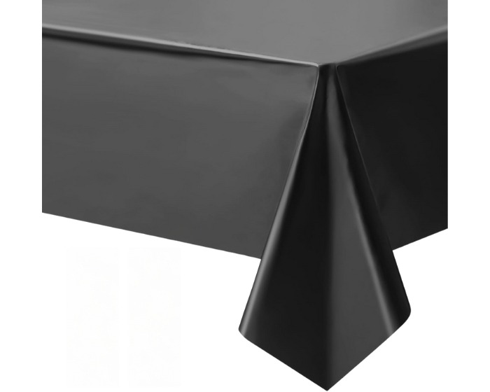 Plastic Tafelkleed Mat Zwart - 137x274cm afbeelding
