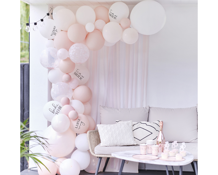 Ballonnenboog Hen Party Wit, Roze&Confetti Ginger Ray afbeelding