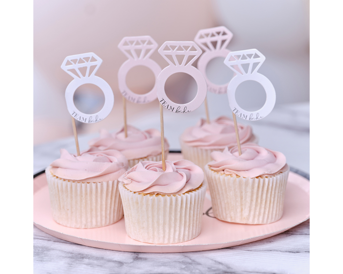 Ring Cupcake Toppers - Team Bride Ginger Ray (12st) afbeelding