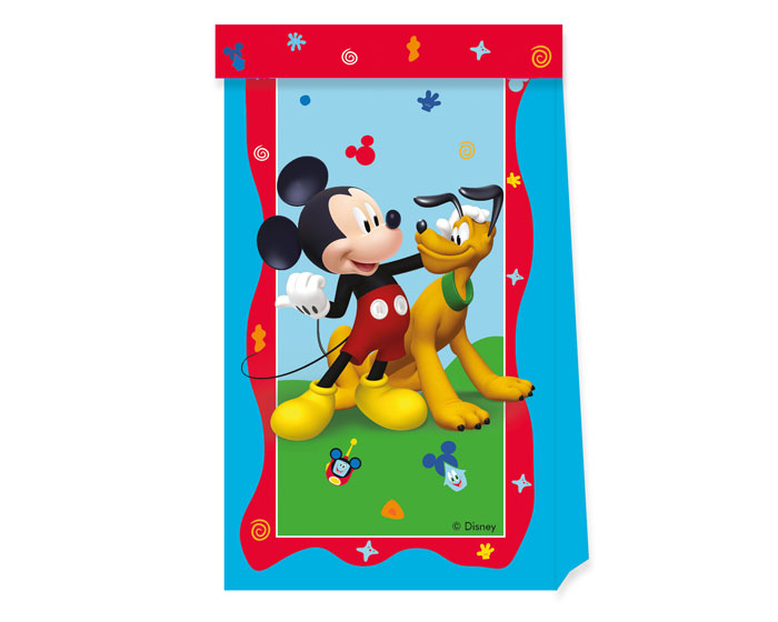 Papieren Uitdeelzakjes Mickey Mouse (4st) afbeelding