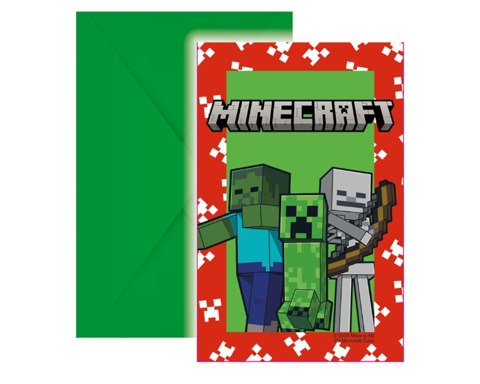 Uitnodigingen Minecraft - 6 stuks afbeelding