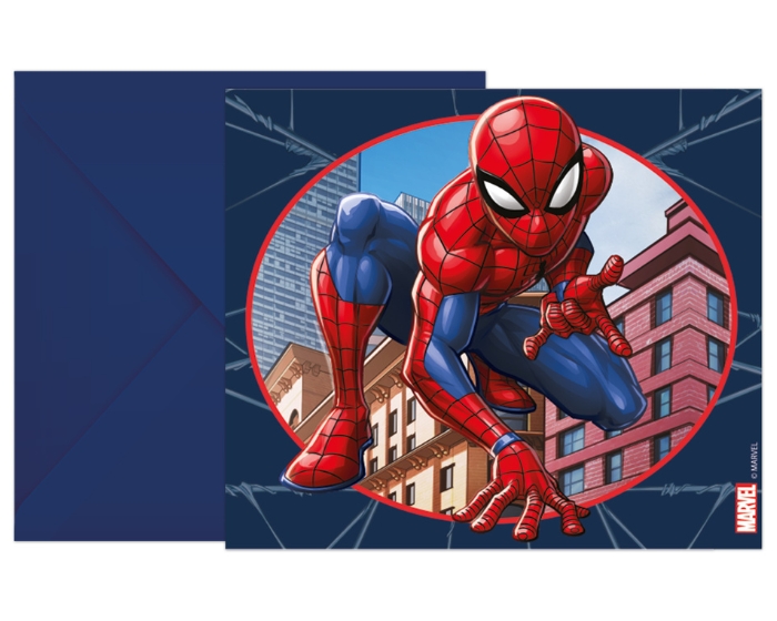 Uitnodigingen Spider-Man Crime Fighter - 6 stuks afbeelding