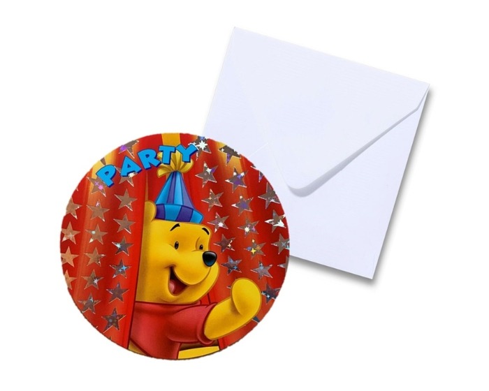 Uitnodiging Winnie The Pooh Rond - 5 stuks afbeelding