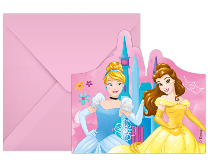 Uitnodigingen Disney Princess - 6 stuks afbeelding