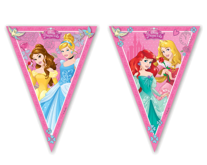 Plastic Vlaggenlijn Disney Princess (2,3m) afbeelding