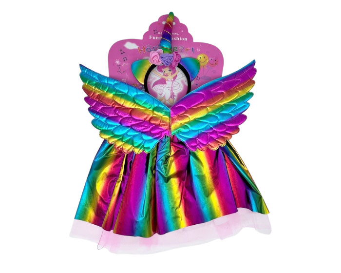 Vlinder Vleugels set met tutu Regenboog (3dlg) afbeelding