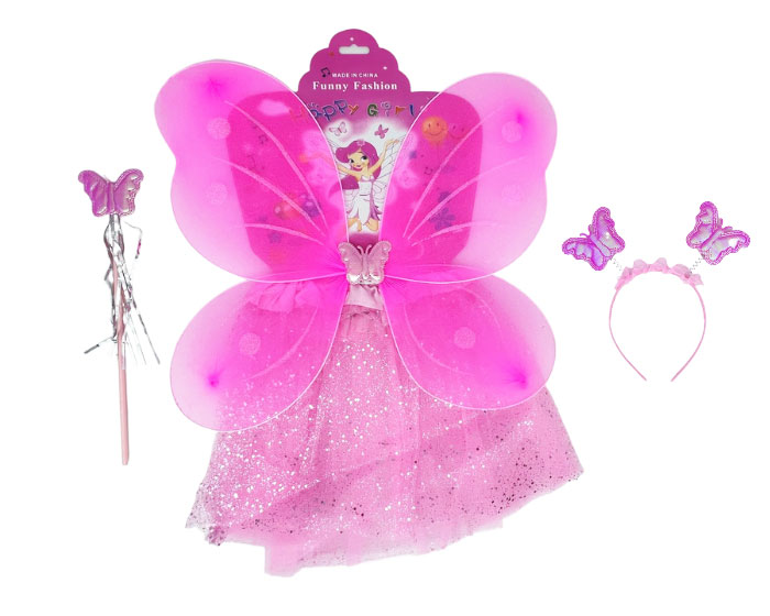 Vlinder Vleugels set met tutu Roze (4dlg) afbeelding