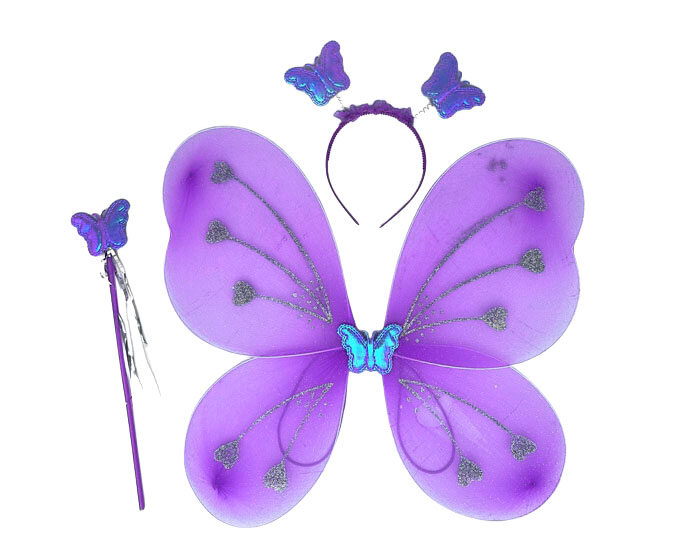 Vlinder Vleugels set Paars (3dlg) afbeelding