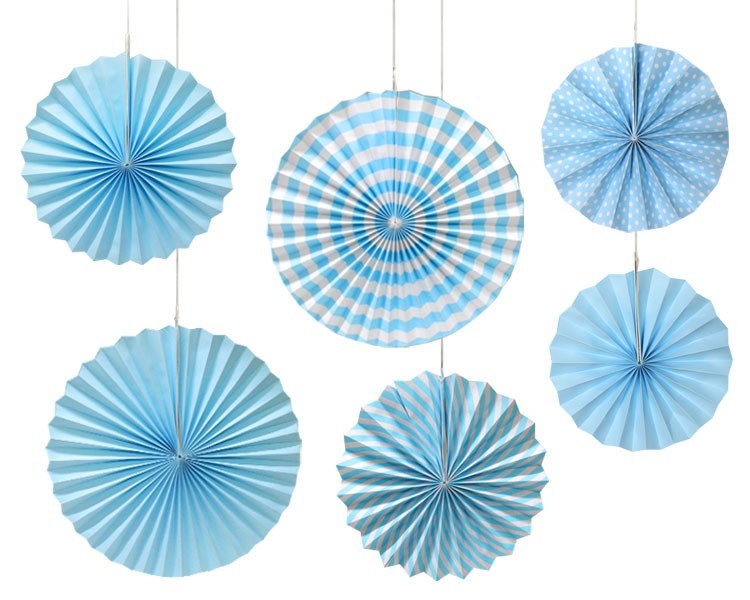 Deco Waaiers Blauw (6st) afbeelding