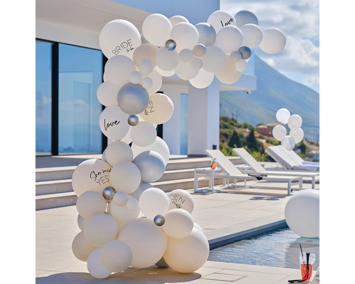 Ballonnenboog Wit&Zilver Hen Party Ginger Ray afbeelding