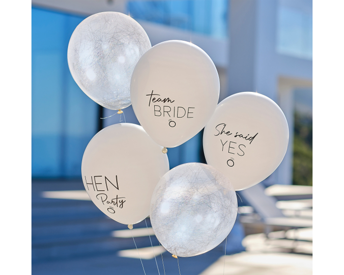 Ballonnen Hen Party Zilver, Wit&Nude Ginger Ray (5st) afbeelding