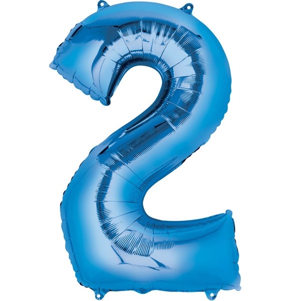 Folieballon Cijfer 2 Blauw XL afbeelding