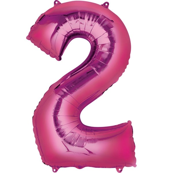 Folieballon Cijfer 2 Roze XL afbeelding