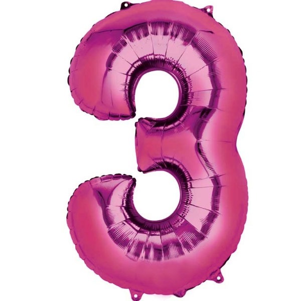 Folieballon Cijfer 3 Roze XL afbeelding