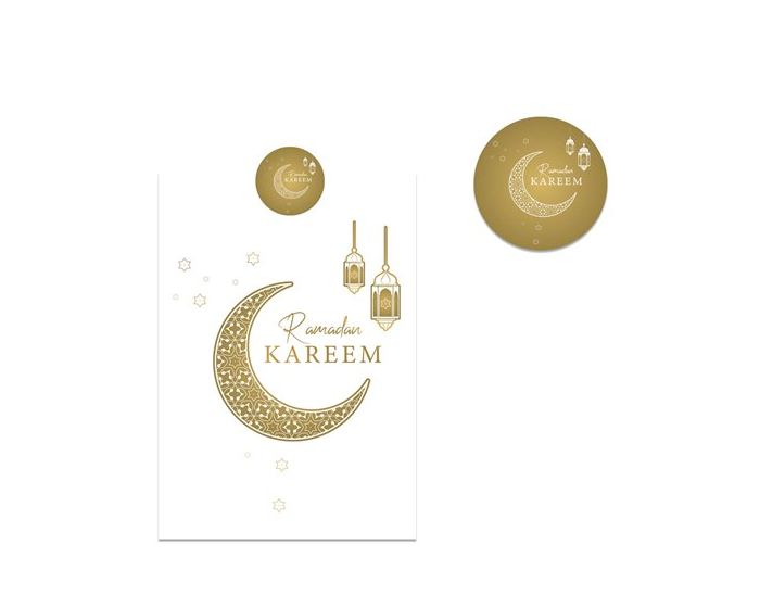 Papieren Zakjes + Stickers Ramadan Kareem Wit/Goud - 6 stuks afbeelding